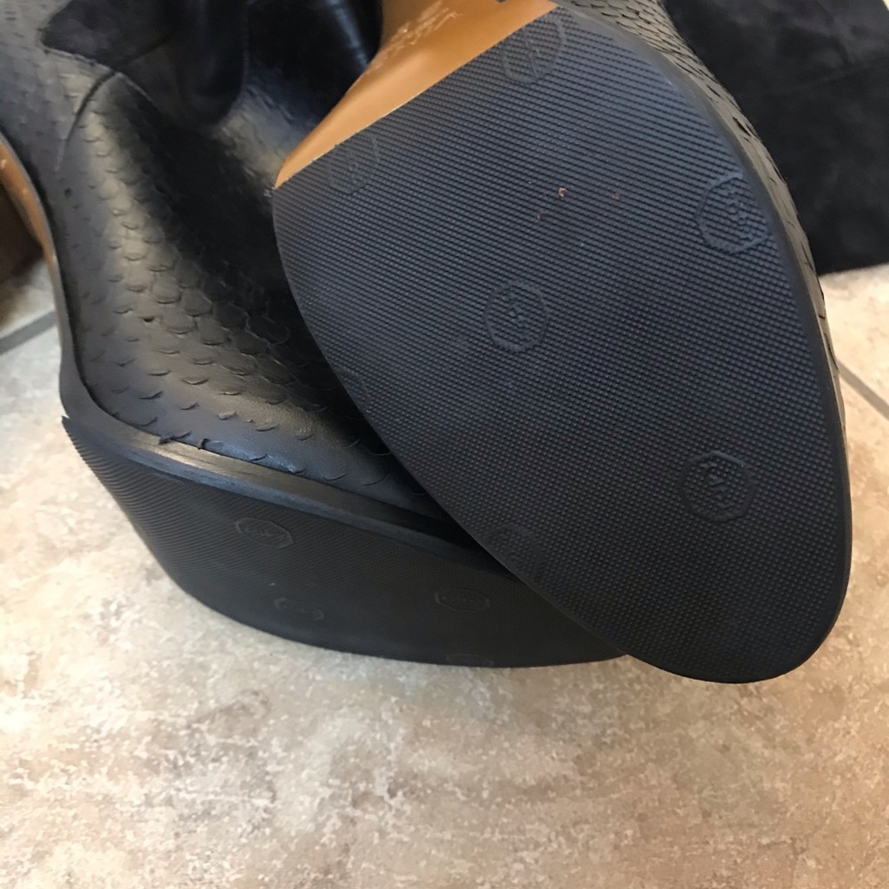 Vince Leather Black Python Heeled Boots - image 8